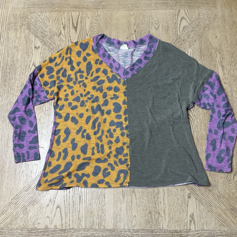 Blue Buttercup Large Multicolor Animal Print Top